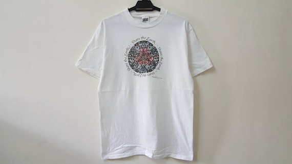 ヴィンテージ 80 年代 90 年代 SHARE THE EARTH 地球を救うアート T 