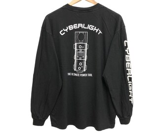 Vintage 90s CYBERLIGHT high end system lighting worldwide promo tee made in usa nice design rave