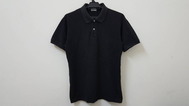 vintage 80s aD 1989 COMME DES GARCONS plain black japanesse designer minimalism polo t shirt