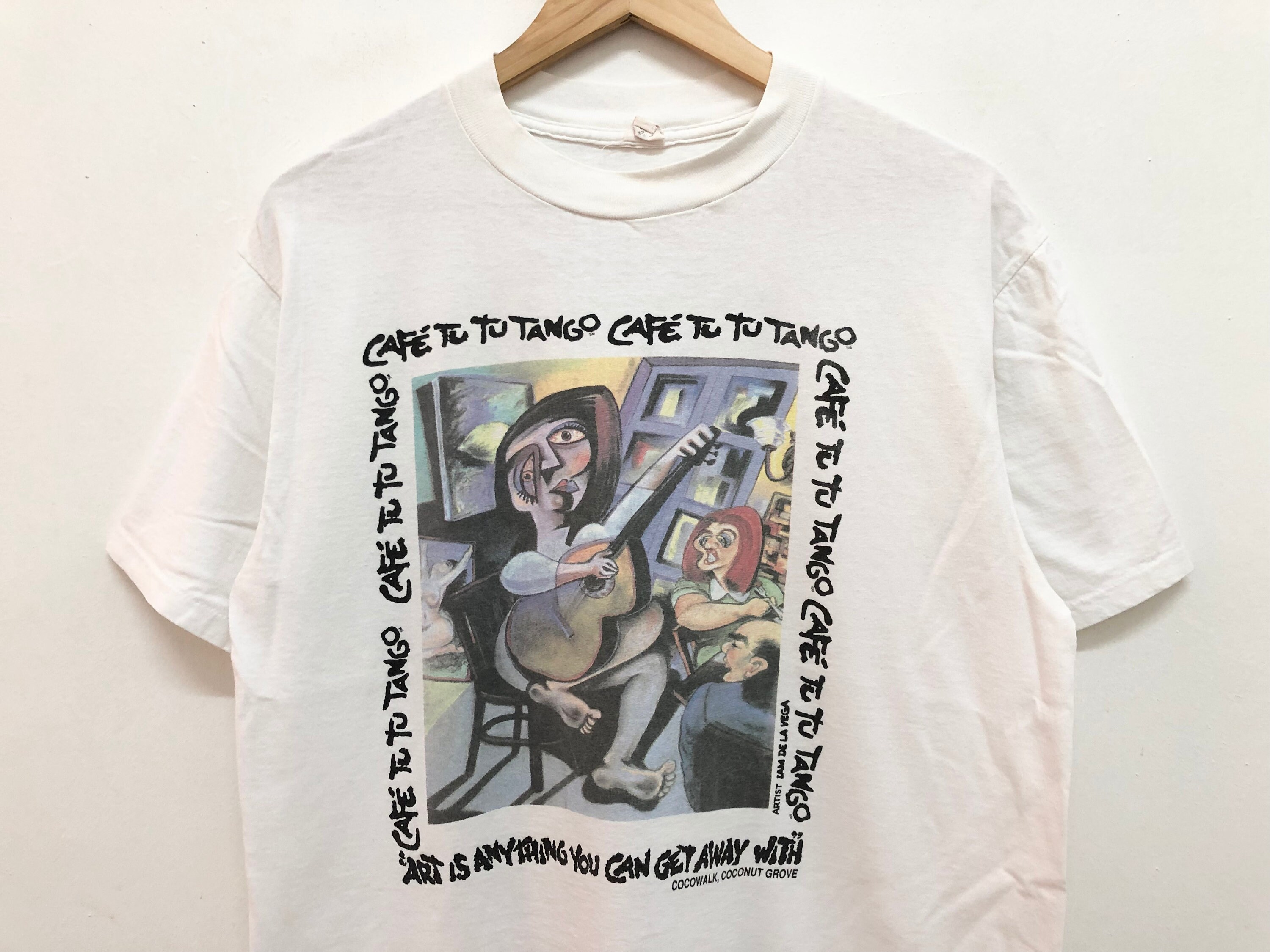 Vintage 90s Iam DE LA VEGA Art Tee Cafe Tu Tu Tango Promo Tee 