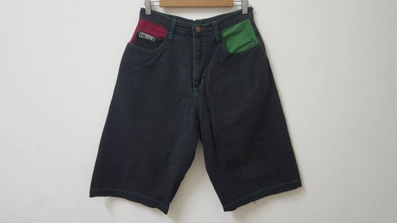 Vintage 90s CROSS COLOURS Short Pant Denim Colour Block Design Hip 