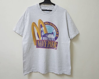 Vintage 90s Mcdonald's NAVY PIER Chicago Promo T Shirt Single