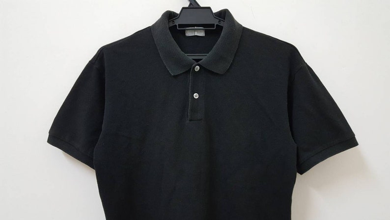 vintage 80s aD 1989 COMME DES GARCONS plain black japanesse designer minimalism polo t shirt