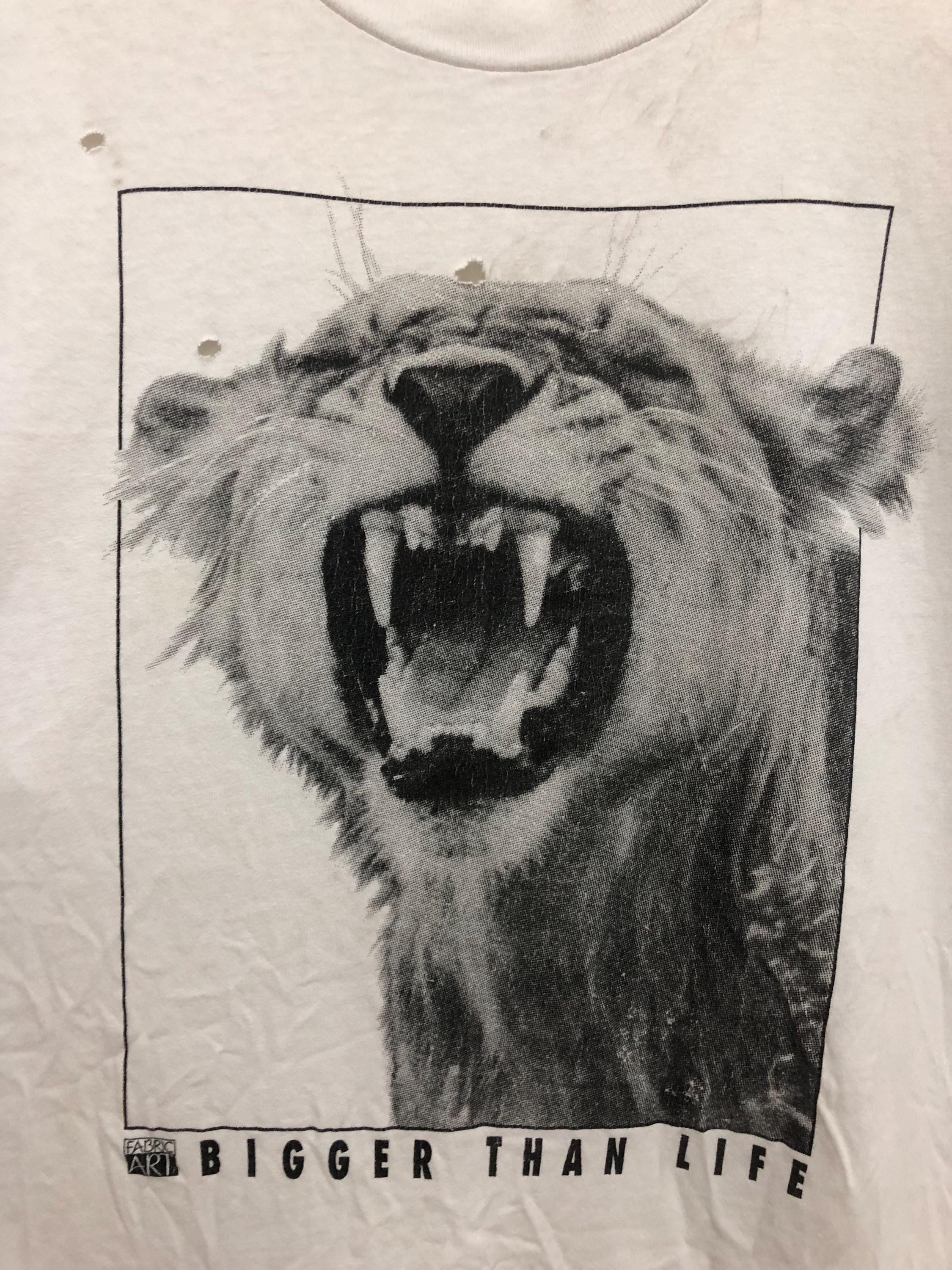 Vintage 90s BIGGER THAN LIFE Fabric Art Statement Quote Tee Rare 