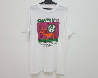 Vintage 80s 1984 KEITH HARING swatch world breakdance championship at the roxy promo t shirt rare vintage pop art single stitch t-shirt