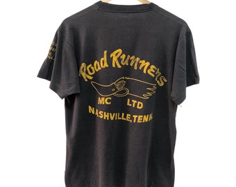 Vintage 70s 80s ROAD RUNNERS MC ltd nashville tenn. president pappy tee outlaw motorcycle club gang rare tee