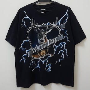 Vintage 90s USA THUNDER white tail deer hip hop rap star style t shirt rare hype dope swag kanye west travis scott jaden smith style tee