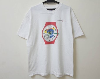 Vintage 90s 1996 SWATCH transparent watch rare iconic watch promo t shirt made in usa pop style t shirt