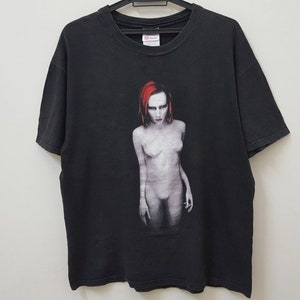 Vintage 90s 1998 MARILYN MANSON mechanical animals album promo band heavy metal alternatywny hard industrial glam rock styl rzadki t-shirt