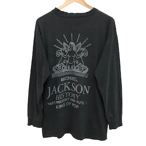 Vintage 90s MICHAEL JACKSON history past present and future king of pop long sleeve promo tee single stitch rare design