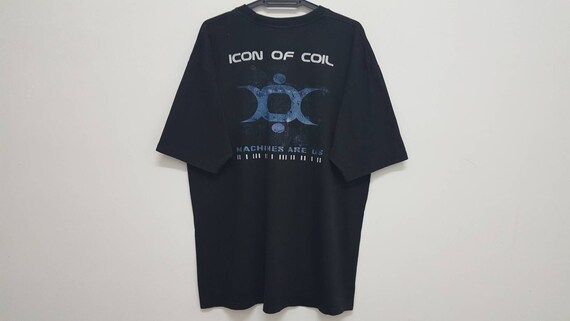 Vintage 00s ICON OF COIL Machines Are Us Album Promo Tee Electronic Ebm  Style Band T Shirt Rare 