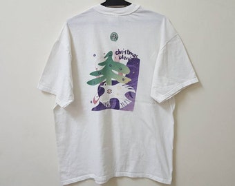 Vintage STARBUCKS coffee christmas blend promo t shirt nice design rare t shirt all books for children holiday book buy campaign tee
