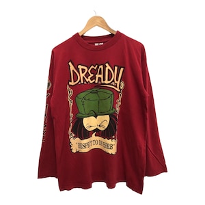 Vintage 90s DREADY respect to de herb stoner weed hemp blunt graphical dope longsleeve t shirt made in England rare