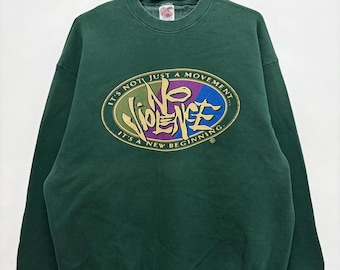 Bluza w stylu vintage z lat 90. BEZ PRZEMOCY to nie tylko ruch, to nowy początek, hip-hop, rap, streetwear, wyprodukowana w USA, Fruit of the Loom