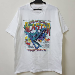 Vintage 90s 1996 DRAGON BLASTER schlitterbahn i mastered the dragon nice graphic design made in usa single stitch promo t shirt rare