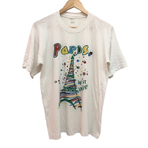 Vintage 80s 90s PARIS art et lumieres artwork by alba soft and thin material single stitch tee