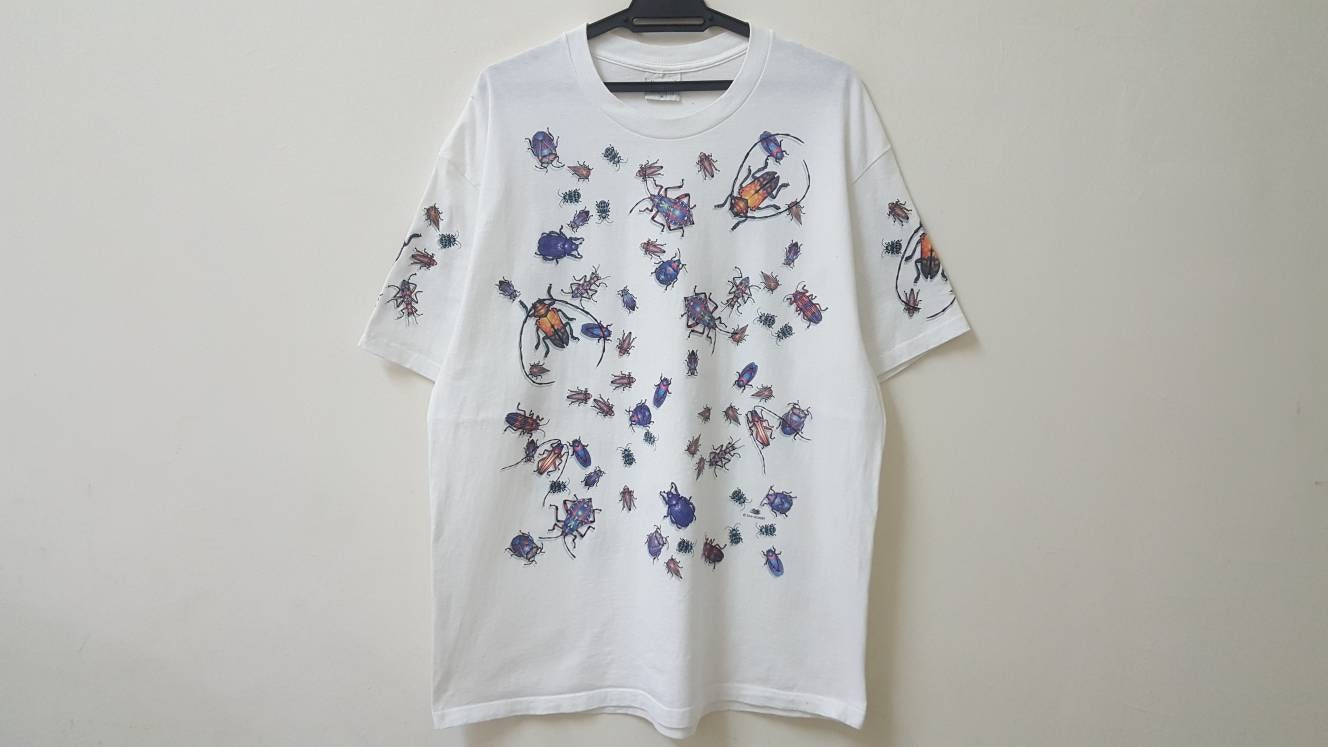 90s ダンギルバート てんとう虫 Tシャツ ヒューストン美術館 ヴィンテージ ヴィンテージ 90 年代 DAN GILBERT アート T シャツ 昆虫 AOP 全面