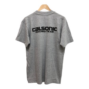 Vintage 90s CALSONIC RACING TEAM nissan skyline team racing sports motorsport logo tee single stitch made in usa rare