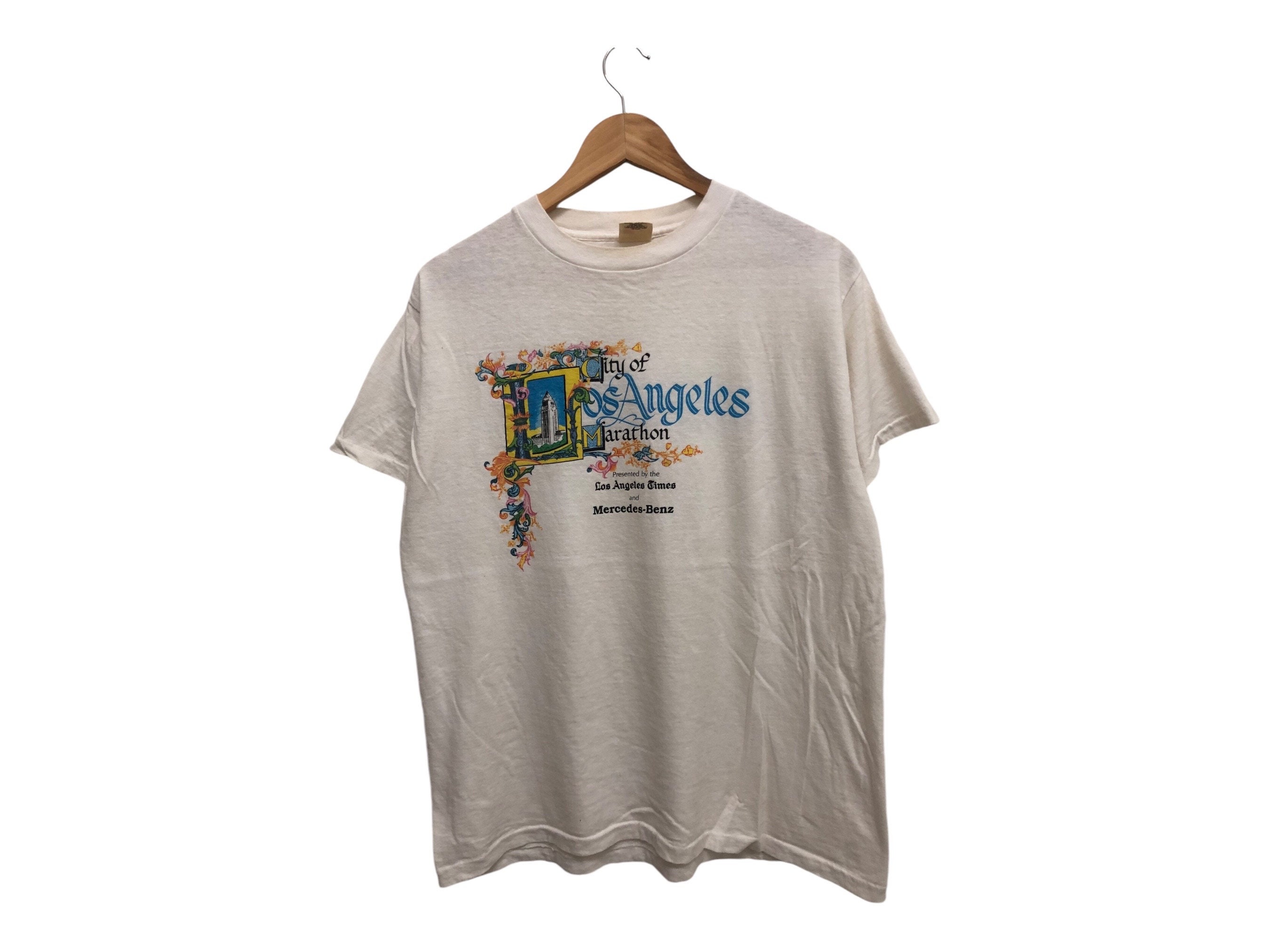 Vintage 80s CITY of LOS ANGELES Marathon Presented by the Los Angeles Times  and Mercedes Kcop13 Event Sponsors Promo Tee Rare - Etsy, image size:2700x2025