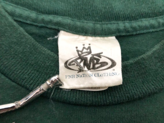 90s PNB tシャツ レア一点物 ビッグサイズ デカロゴ ブリーチ Y2K Vintage 90s PNB NATION CLOTHING Big Back Logo Single Stitch