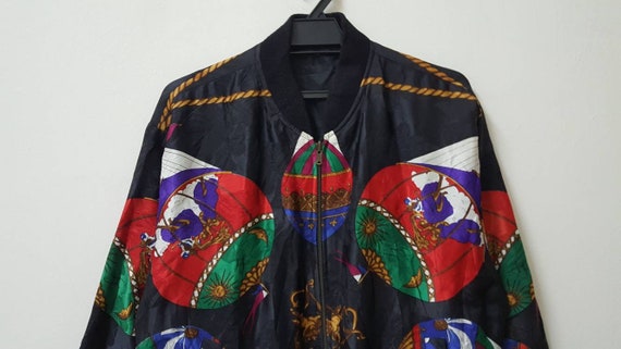 Vintage 80s 90s BAROQUE BOMBER JACKET reversible … - image 3