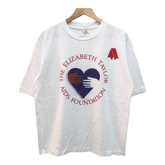 Vintage 90s THE ELIZABETH TAYLOR Aids Foundation Promo Tee Single 