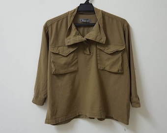 Vintage 80s 90s ISSEY MIYAKE designer half button double pocket nice design shirt