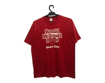 Vintage 80s RONALD McDONALD HOUSE iowa city pop style graphical promo tee rare  single stitch soft thin material made in usa sportswear tee
