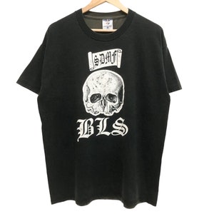 Vintage 90s BLS black label society SDMF society dwelling mother fxxker early design heavy metal band style tee beauty faded