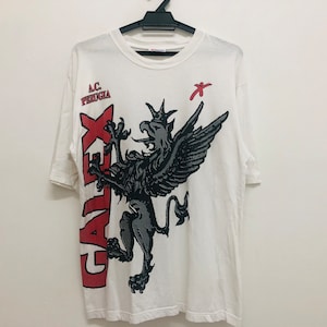 Vintage A.C. PERUGIA CALCIO italian football club big logo tee pop style made in italy rare