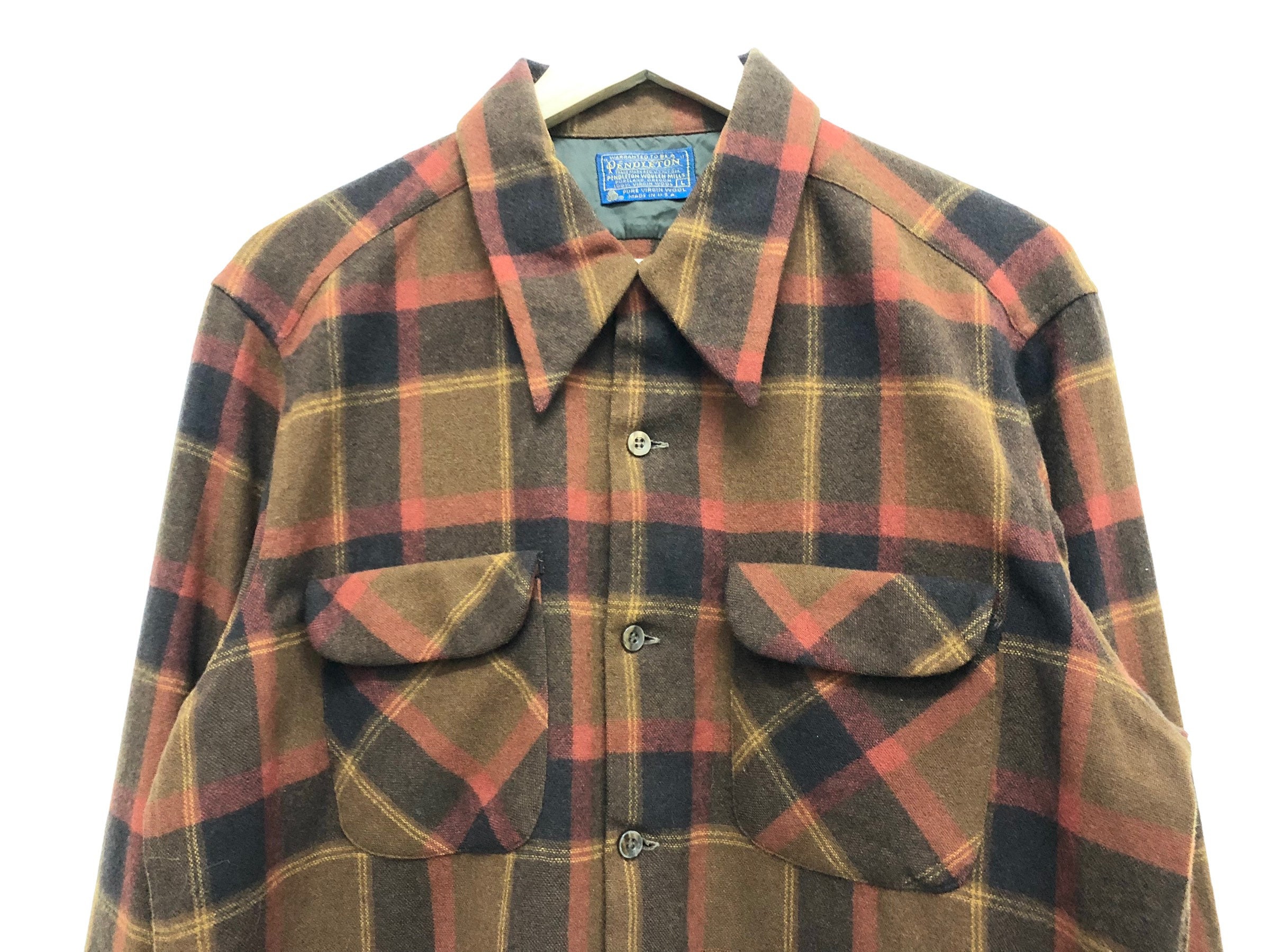 Vintage 60s 70s PENDLETON Pure Virgin Wool Plaid Flannel Vintage 60s 70s PENDLETON Pure Virgin Wool Plaid Flannel