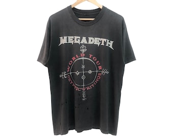 Vintage 90er Jahre 1997/98 MEGADETH kryptisches Writtings Album promo world tour Beauty heavy distressed trashed trash metal band tee