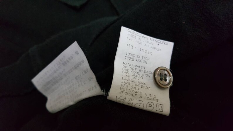 vintage 80s aD 1989 COMME DES GARCONS plain black japanesse designer minimalism polo t shirt