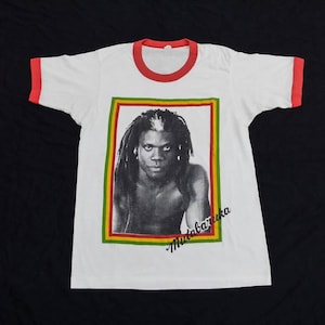 Vintage 80s mutabaruka jamaician rastafari dub poet rasta raggae ska paper thin ringer single stitch made in usa t-shirt rare