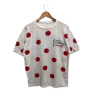 Vintage jaren 90 le TOUR DE FRANCE iconische rode stip design kampioen supermarche gesponsorde zeldzame 1e versie logo race promo wielrenner T-shirt
