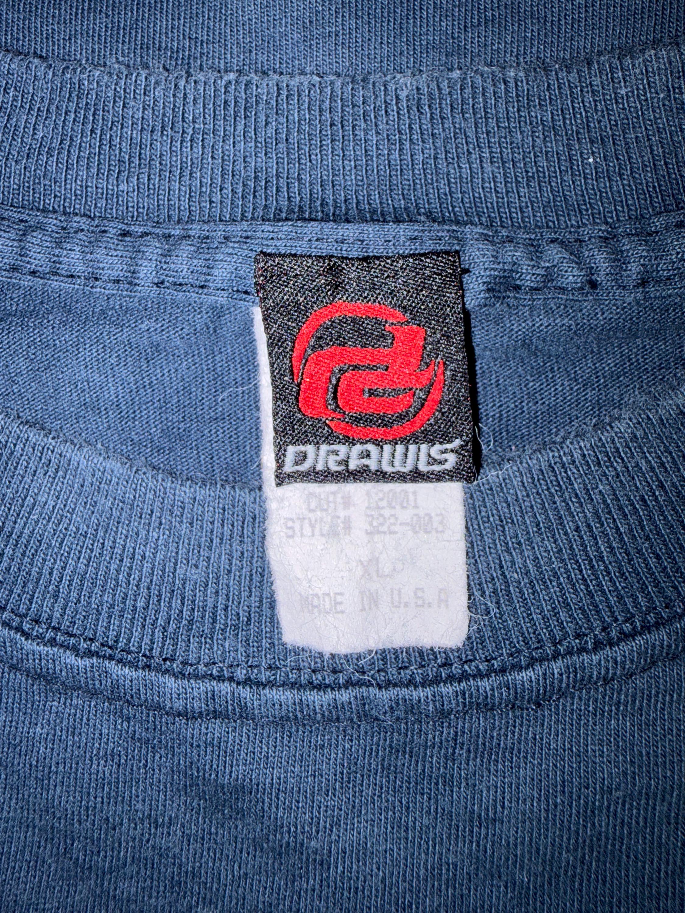Vintage 90s DRAWLS Logo Tee Streetwear Skateboard Graphical Style
