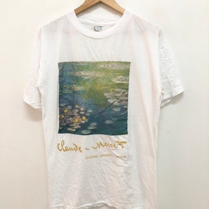 Vintage 80s 90s CLAUDE MONET water lilies painting series impressionism modern art tee single stitch rare