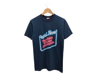 Vintage 80s PEPSI NOW the choice of a new generation promo tee beauty neon graphical pop style single stitch soft and thin material