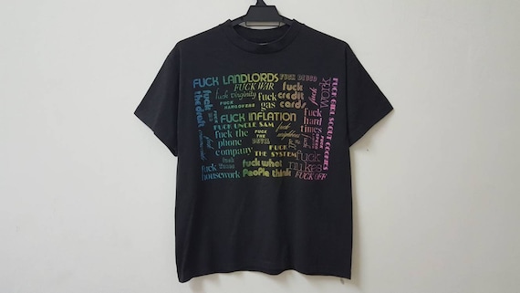 ヴィンテージ tシャツ XL fuck everything 90s フェード Vintage 80s Fuck Everything Word Punk Rebel Attitude Expression T