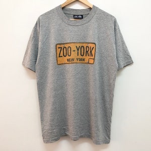 Vintage 90s ZOO YORK skateboard new york license plate graphical inspired skate as worn by harold hunter style tee rare
