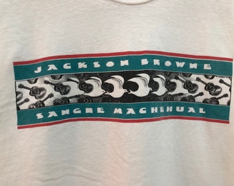 レア Jackson Browne Sangre Machehual シャツ Vintage 90s JACKSON BROWNE and Sangre Machehual Folk Soft