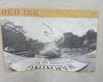 Vintage RED INK skateboard tobin yelland t shirt made in USA rare skaterock streetwear style t shirt