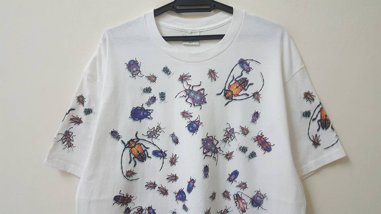 Vintage 90s DAN GILBERT Art Tees Insects Aop All Over Print 
