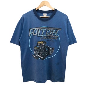 Vintage 80s 90s FULTON RACING ENGINE competition et graphics design graphical tee made in usa rare
