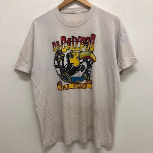Vintage 90s dr calypso barcelona ska reggae rocksteady banda fã clube t camisa único ponto beleza angustiado t raro