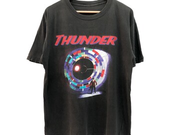 Vintage 90s 1995 THUNDER behind closed doors album promo tour tee single stitch beauty distressed english hard rock heavy metal band tee