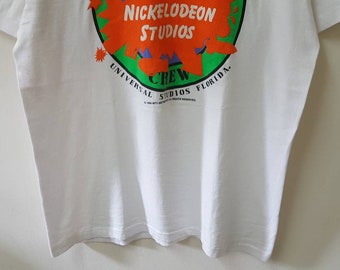 Vintage jaren 90 1990 NICKELODEON STUDIOS eigendom van de bemanning universele studio's florida MTV netwerk promo tee single stitch usa zeldzame t-shirt xl Kleding Herenkleding Overhemden & T-shirts T-shirts T-shirts met print 