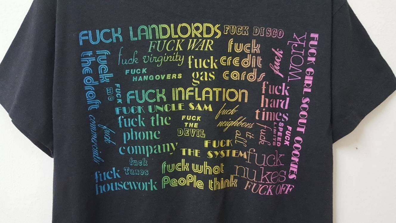 Vintage 80s Fuck Everything Word Punk Rebel Attitude Expression T