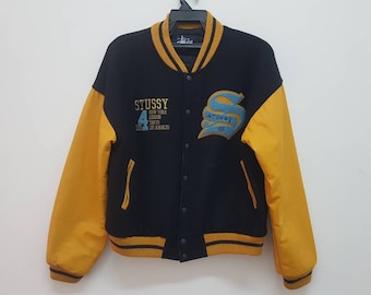 Vintage 90s 1997/1998 STUSSY big 4 new york london tokyo los angeles  varsity stadium jacket made in usa rare collectible stussy archive