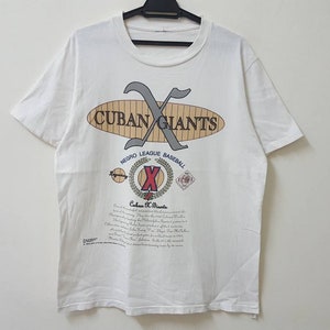 Vintage jaren 90 1992 CUBAANSE X GIANTS negro league honkbal historische script tee enkele steek groot logo zeldzaam